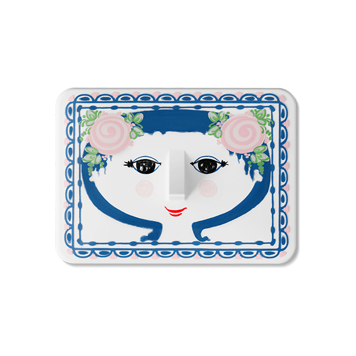 Bjørn Wiinblad Dora Bonbonniere, Blue, H: 3.1"