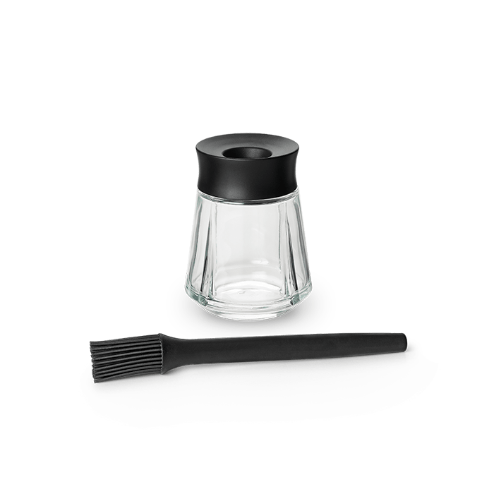 Rosendahl Grand Cru Marinade Glass With Brush, Black, H: 8.1"
