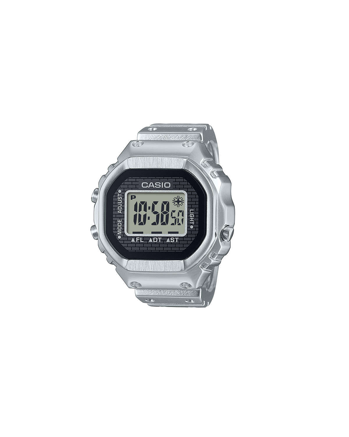 Casio CRW001-1 digital ring watch, front view | Silver
