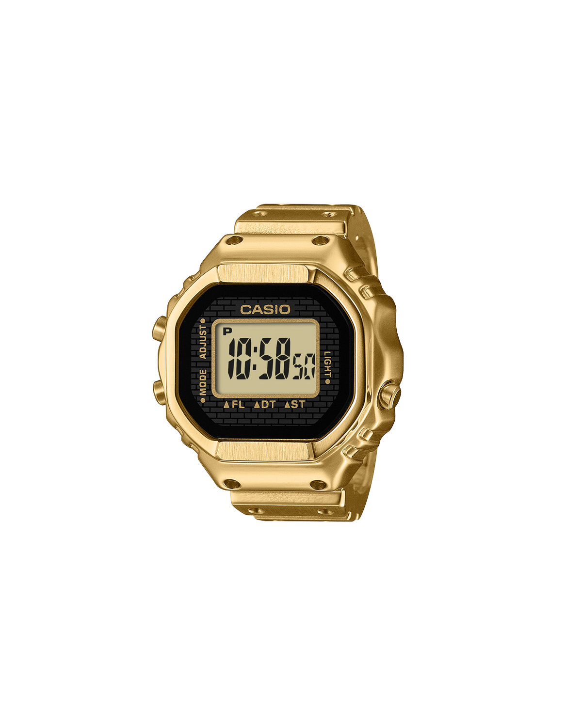Casio CRW001G-9 digital ring watch, front view | Gold