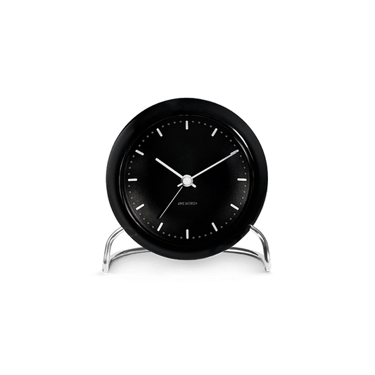 Arne Jacobsen City Hall Table Clock, Ø: 4.3", Black