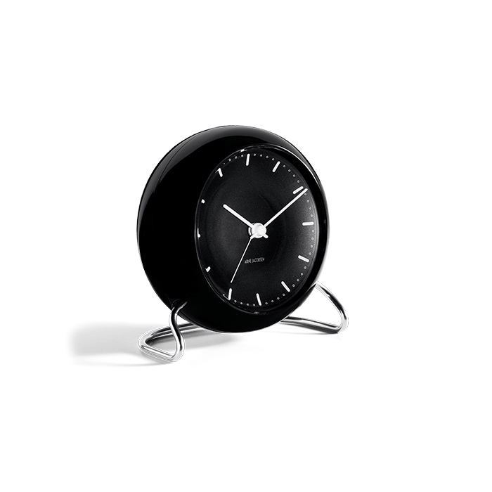 Arne Jacobsen City Hall Table Clock, Ø: 4.3", Black