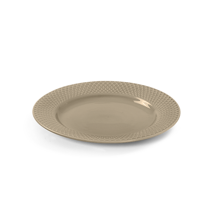 Lyngby Porcelæn Rhombe Earth Lunch Plate, Clay, Ø: 9.1"