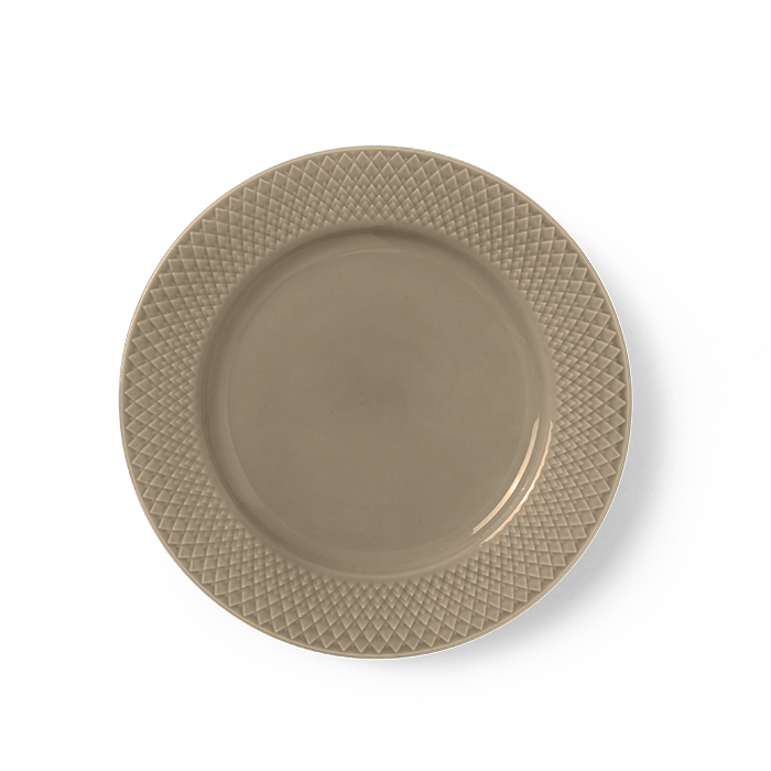 Lyngby Porcelæn Rhombe Earth Lunch Plate, Clay, Ø: 9.1"
