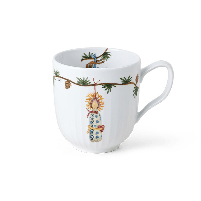 Kähler Hammershøi Christmas Mug, White with Decorations, 11.2 Oz