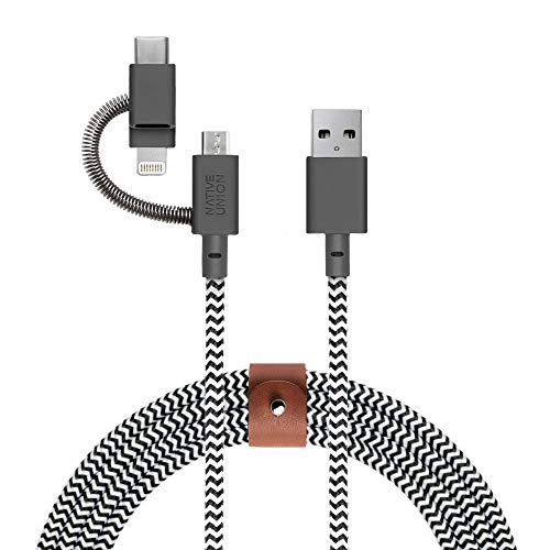 Native Union Belt Cable 6.5ft, 3-in-1 Universal - Zebra