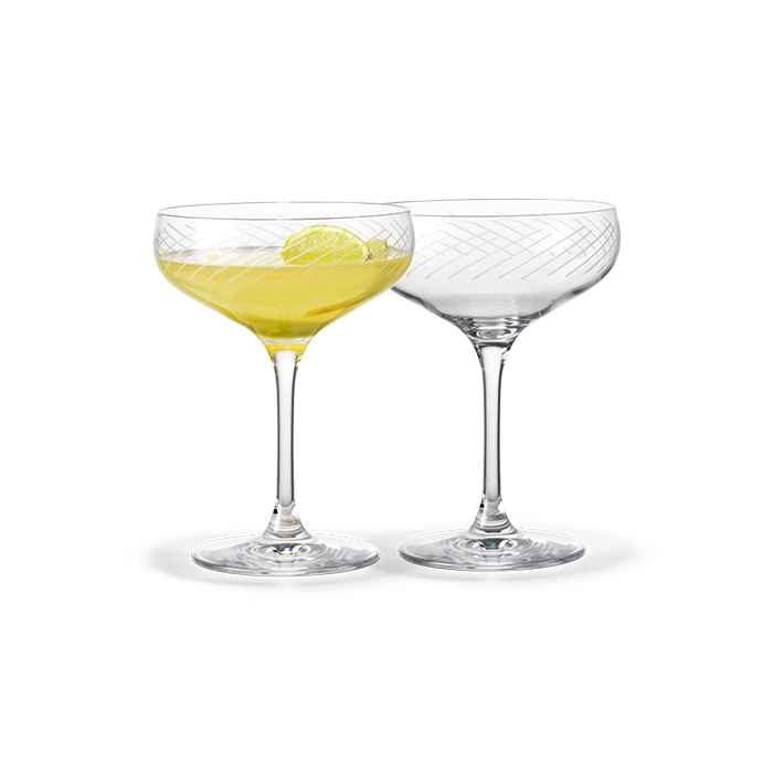 Holmegaard Cabernet Lines Cocktail Glass, Clear, 9.8 Oz, 2 Pcs.