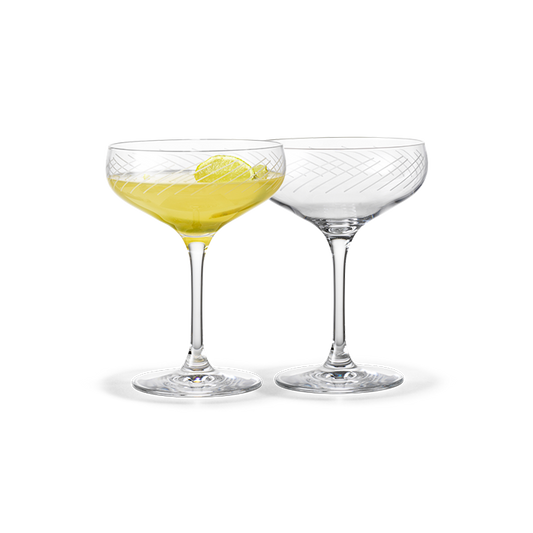 Holmegaard Cabernet Lines Cocktail Glass, Clear, 9.8 Oz, 2 Pcs.