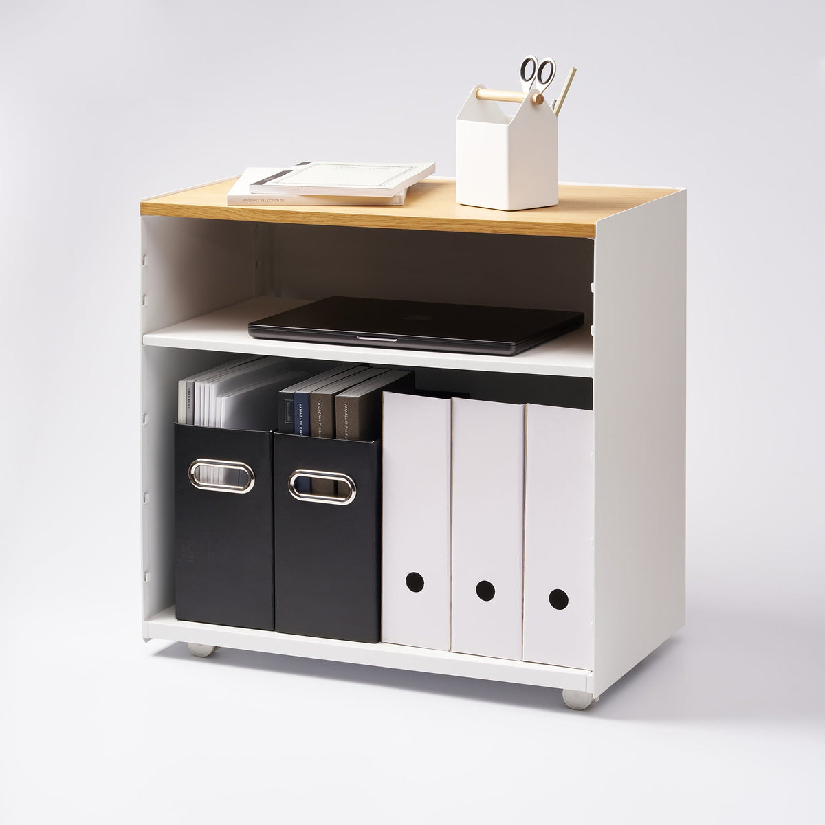 Mobile Hideaway Storage Cart (23" H) - Steel + Wood