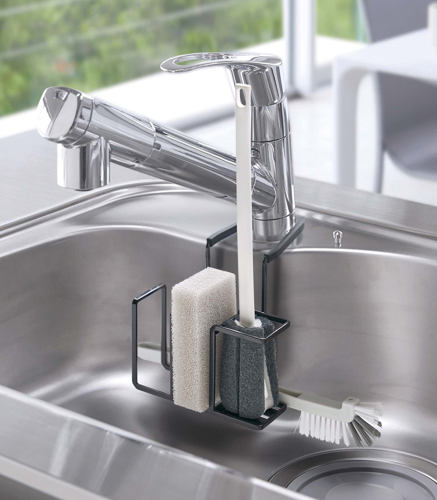 Yamazaki Home Faucet-Hanging Sponge and Brush Holder