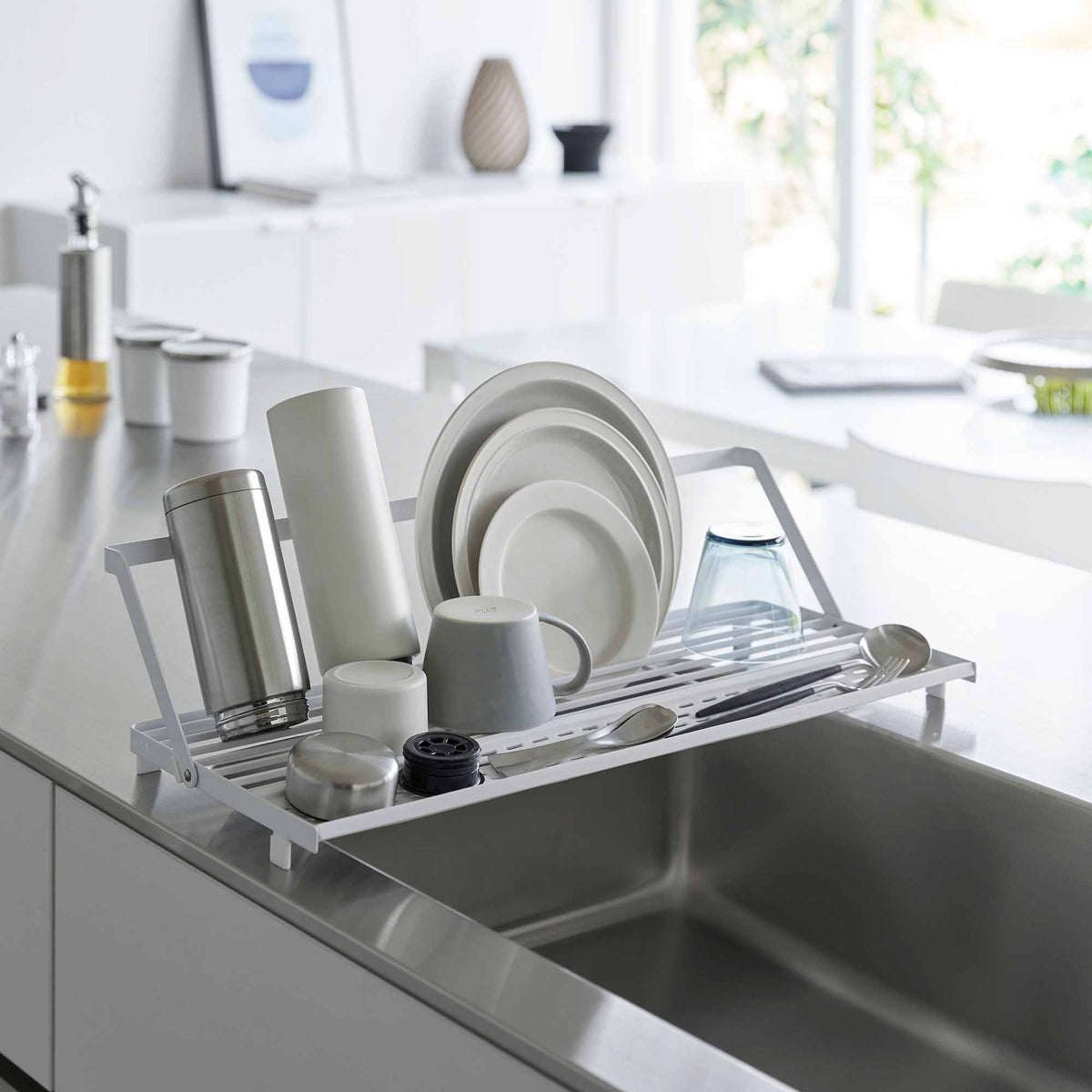 Slim Over-the-Sink Dish Drying Rack - Steel