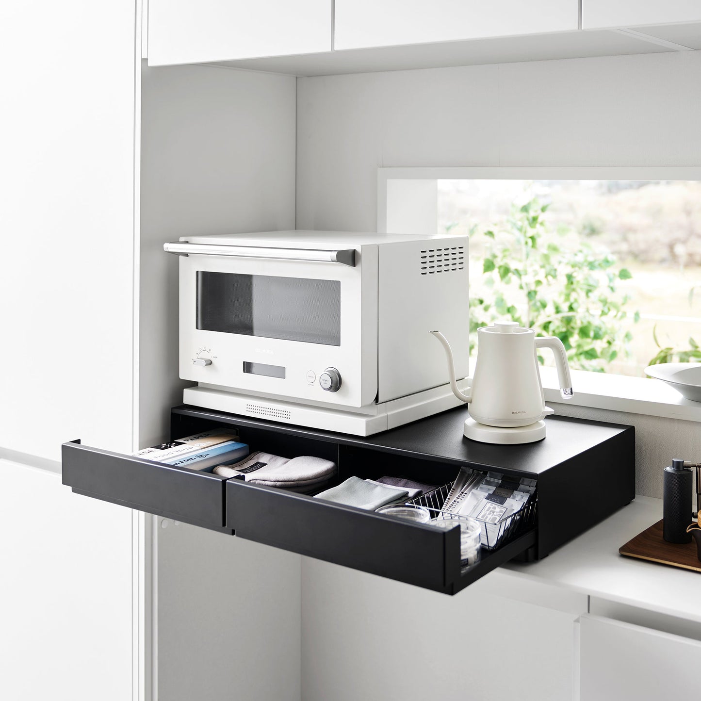 Yamazaki Home Wide Countertop Drawer with Pull-Out Shelf