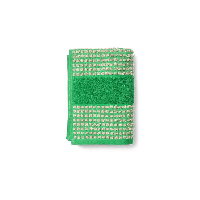 JUNA Check Towels, Green/Sand