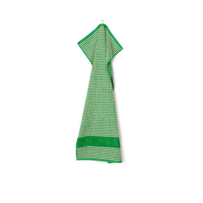 JUNA Check Towels, Green/Sand