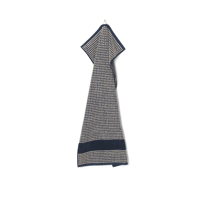 JUNA Check Towels, Dark Blue/Sand