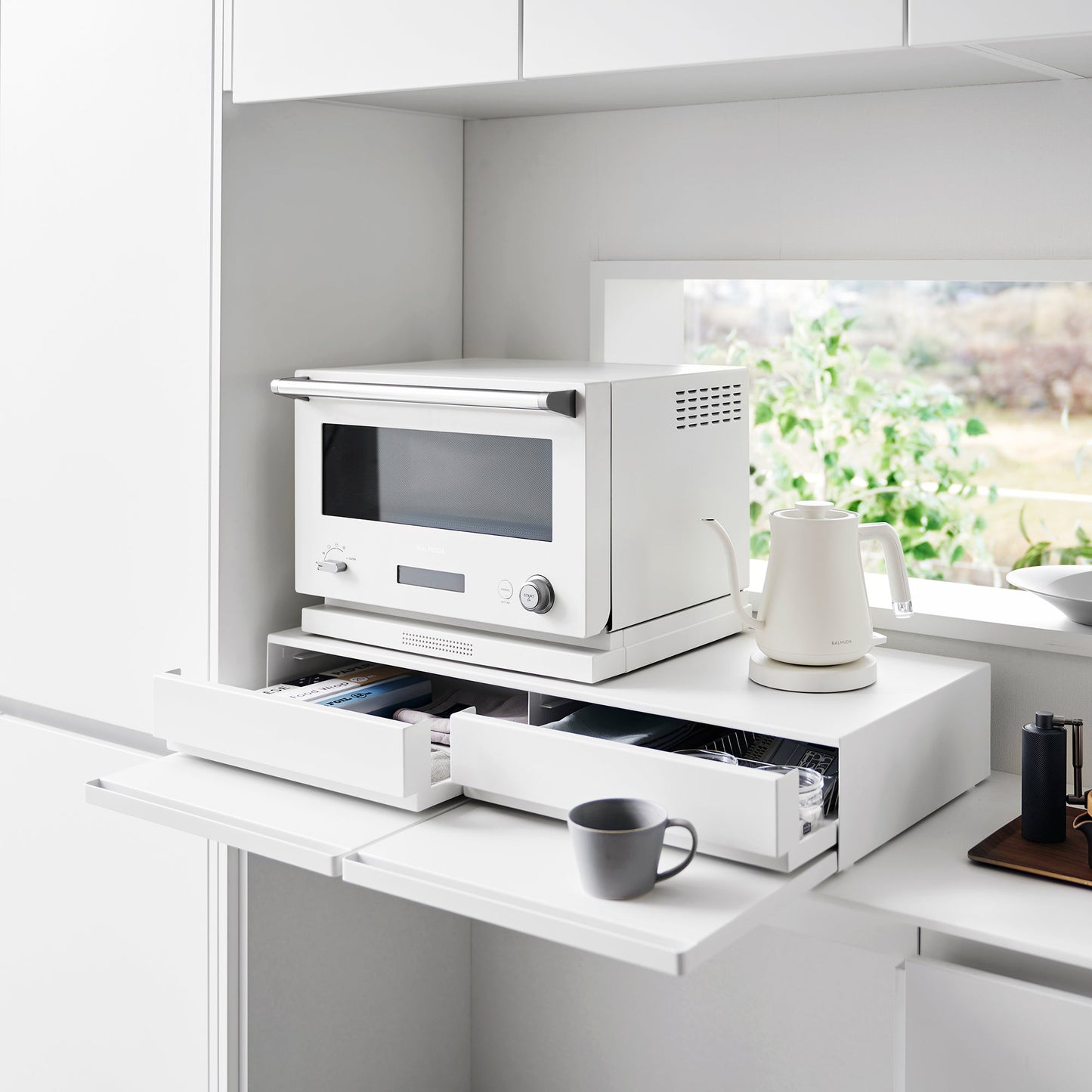 Yamazaki Home Wide Countertop Drawer with Pull-Out Shelf