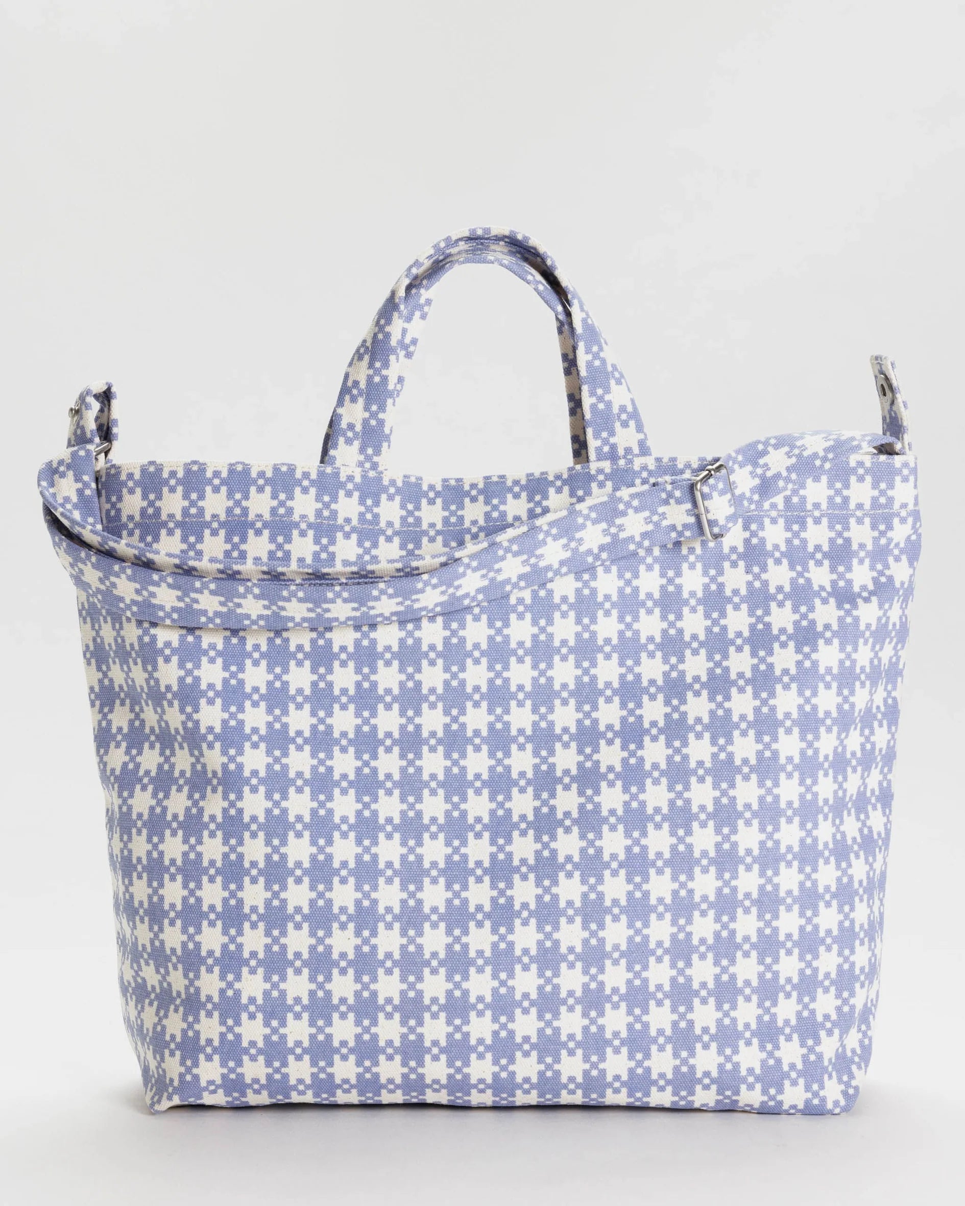 Baggu Horizontal Zip Duck Bag in Blue Pixel Gingham | Blue Pixel Gingham