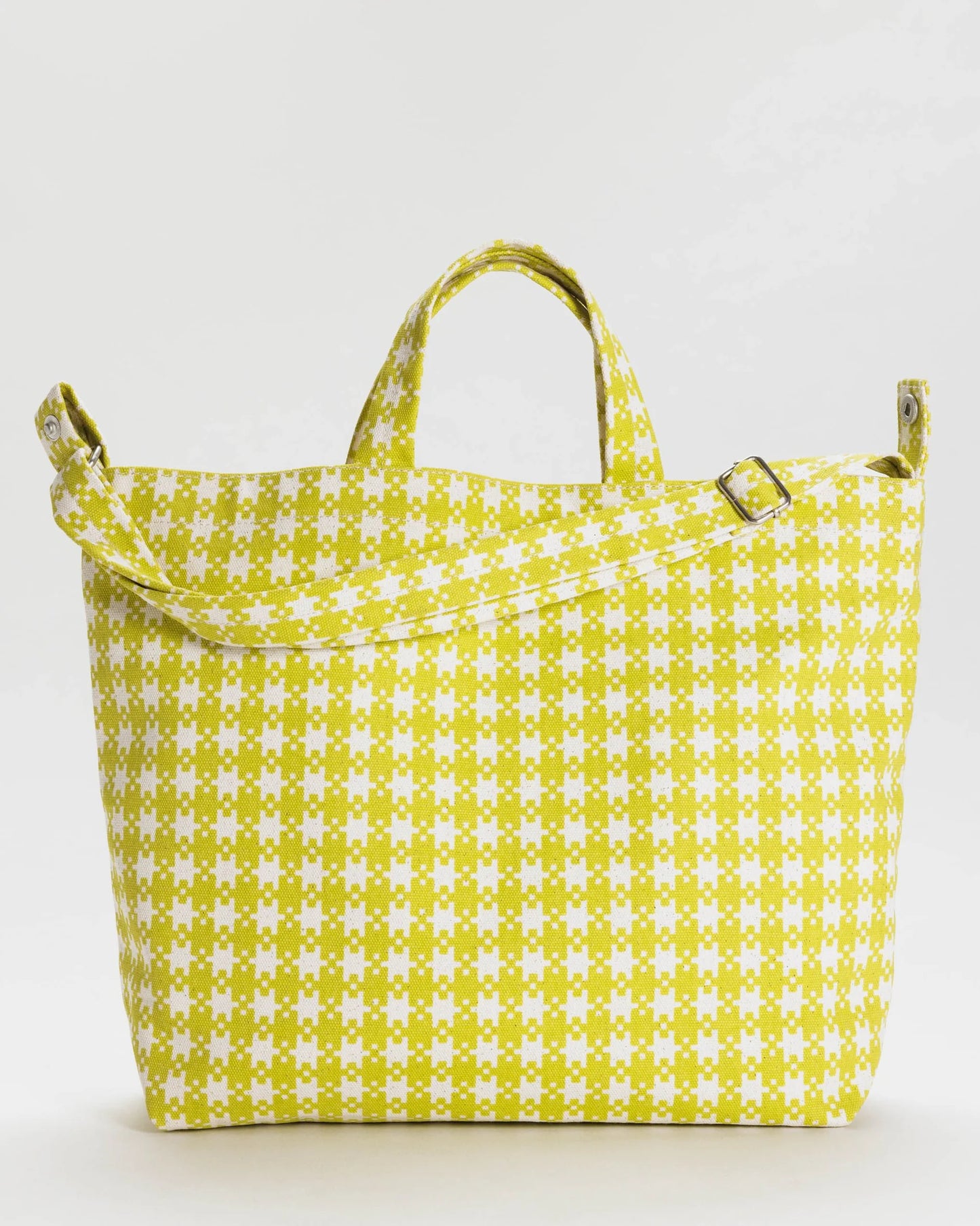 Baggu Horizontal Zip Duck Bag in Chartreuse Pixel Gingham | Charteuse Pixel Gingham