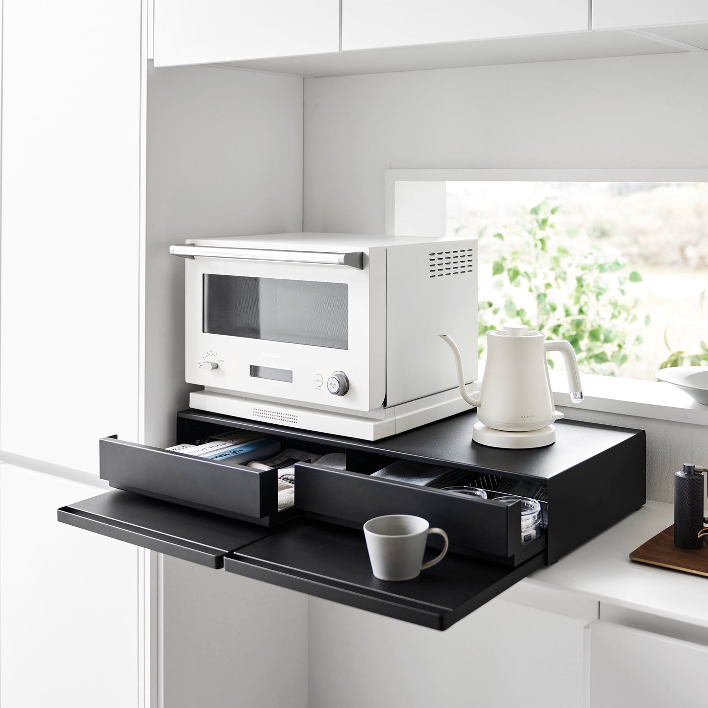 Yamazaki Home Wide Countertop Drawer with Pull-Out Shelf