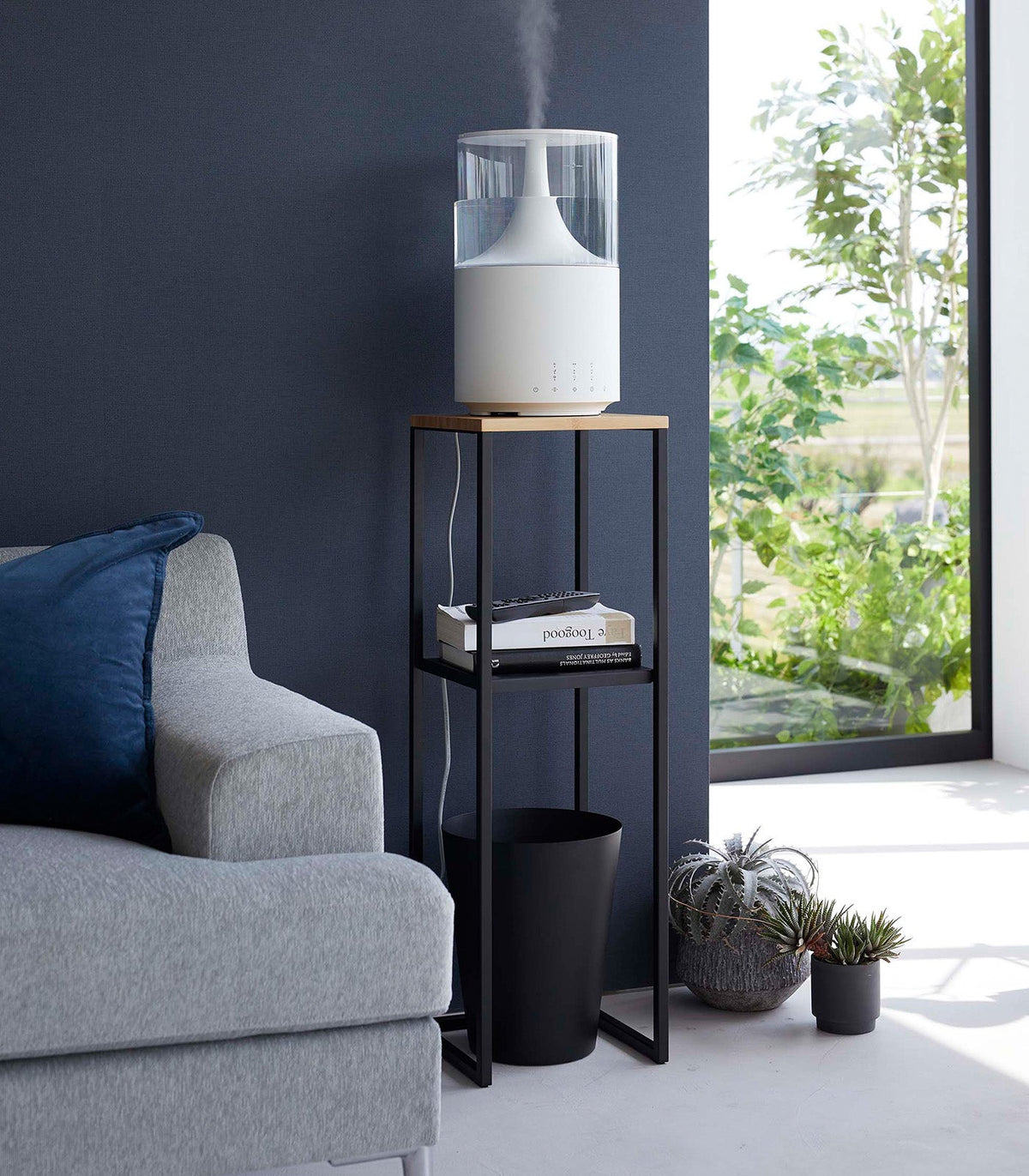 Two-Tier Display & Storage Shelf (31.5" H)  - Steel + Wood