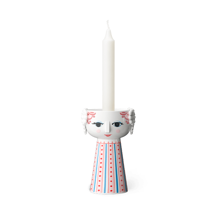 Bjørn Wiinblad Eva Candleholder, Dusty Red, H: 5.5"