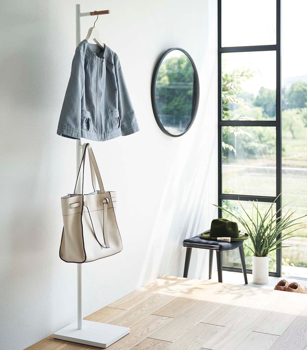 Coat Rack (63.98" H)  - Steel + Wood