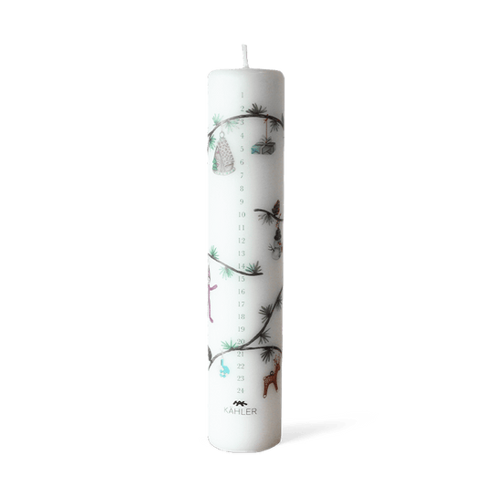 Kähler Hammershøi Christmas Advent Candle, White with Decorations, H: 9.8"