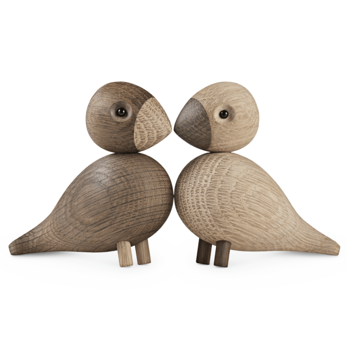 Kay Bojesen Lovebirds, Oak/Smoked Oak, H: 3.5"