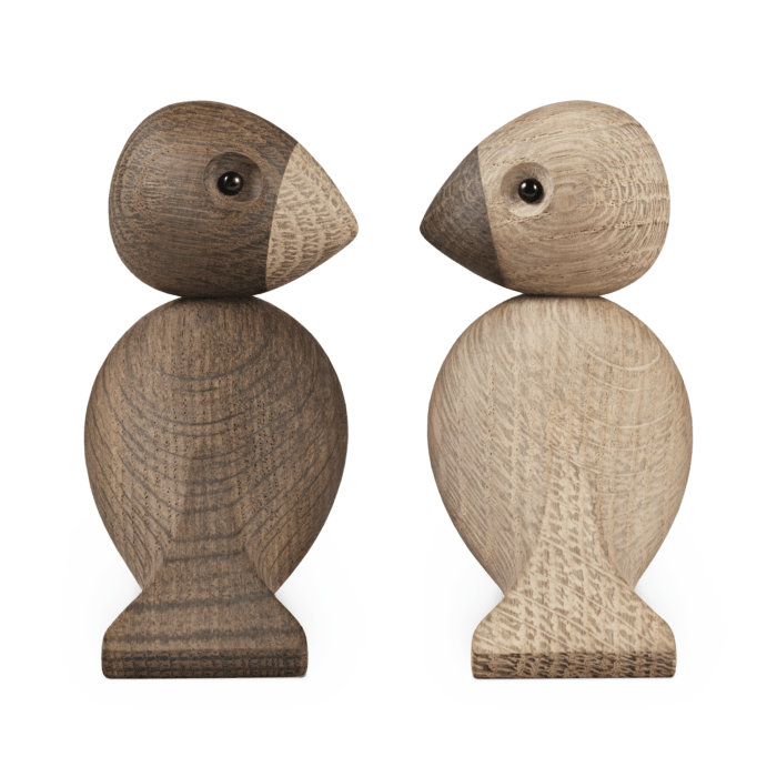 Kay Bojesen Lovebirds, Oak/Smoked Oak, H: 3.5"