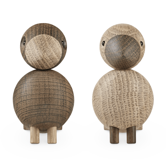 Kay Bojesen Lovebirds, Oak/Smoked Oak, H: 3.5"