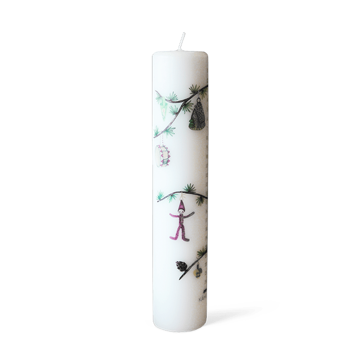 Kähler Hammershøi Christmas Advent Candle, White with Decorations, H: 9.8"