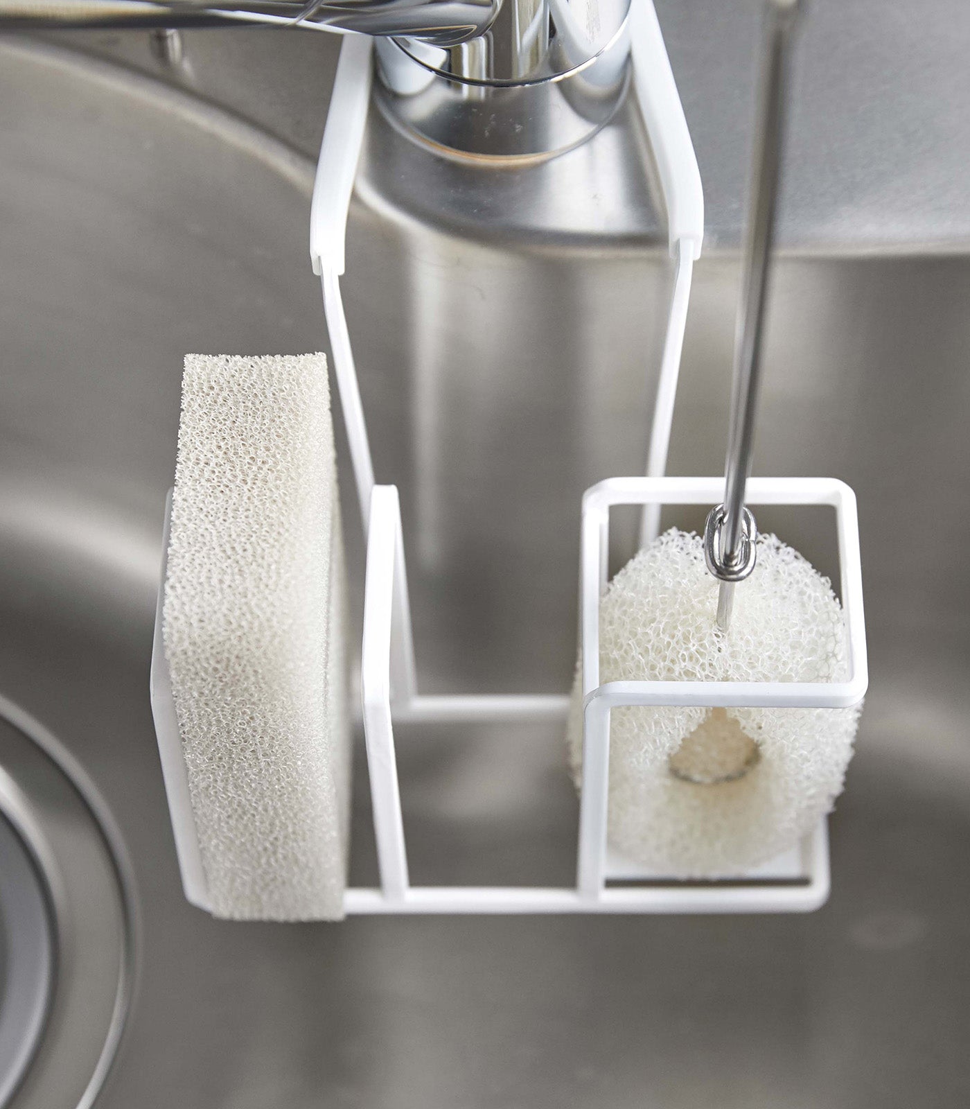 Yamazaki Home Faucet-Hanging Sponge and Brush Holder