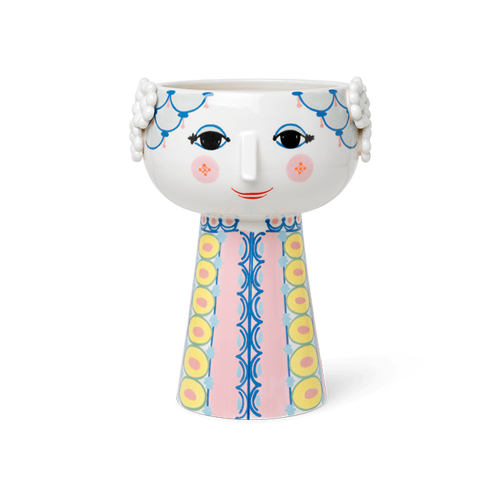 Bjørn Wiinblad Eva Vase, Pink/Blue, H: 9.3"