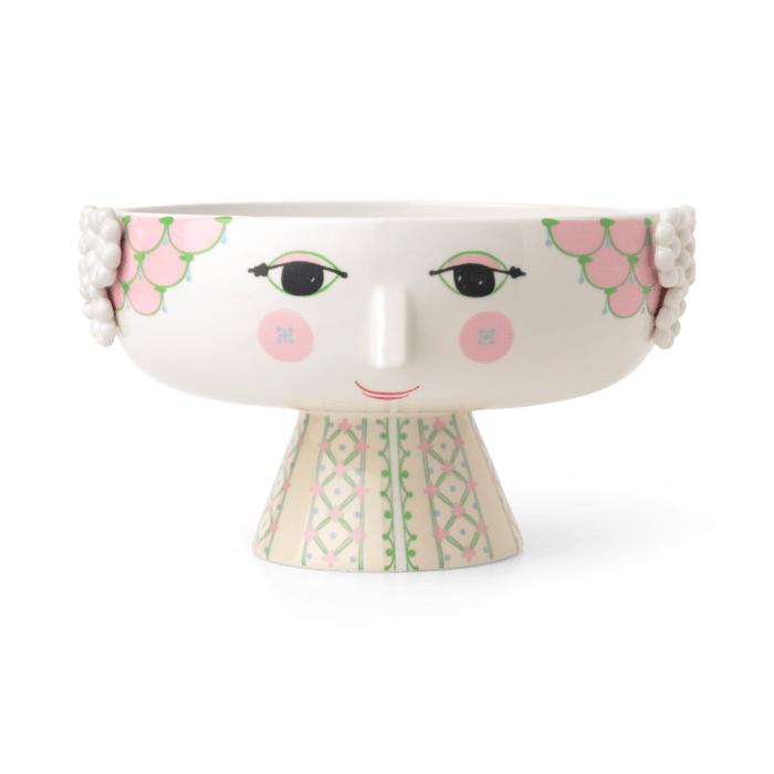 Bjørn Wiinblad Eva Bowl on Stand, Soft Pink, Ø: 9.4"