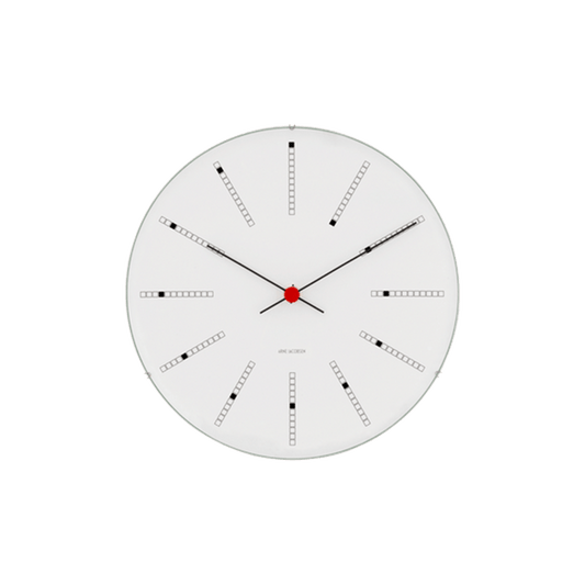 Arne Jacobsen Bankers Wall Clock, White/Black/Red, Small, Ø: 6.3