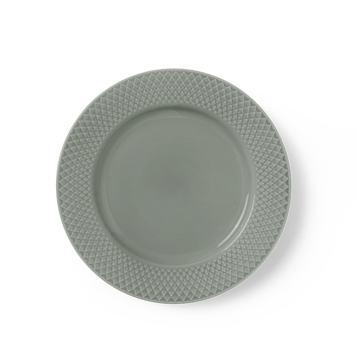Lyngby Porcelæn Rhombe Earth Lunch Plate, Moss, Ø: 8.3"
