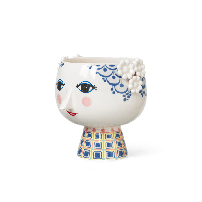 Bjørn Wiinblad Eva Flower Pot on Base, Blue, H: 8.3"
