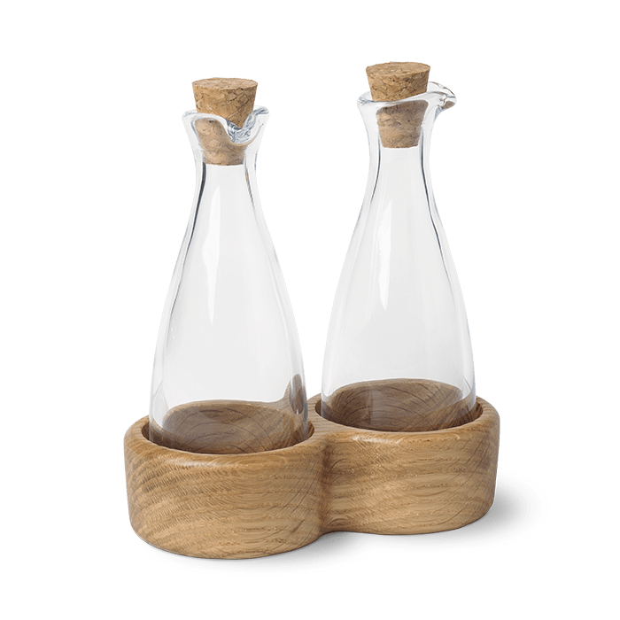 Kay Bojesen Menageri Oil And Vinegar Bottles, Oak, 3.7 Oz