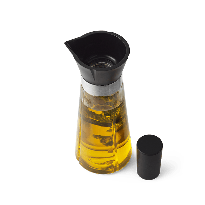 Rosendahl Grand Cru Oil And Vinegar Bottles, Black/Steel, 8.5 Oz