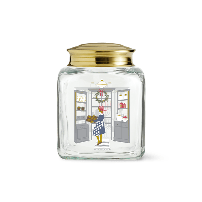 Holmegaard Christmas Biscuit Jar, H: 6.3"