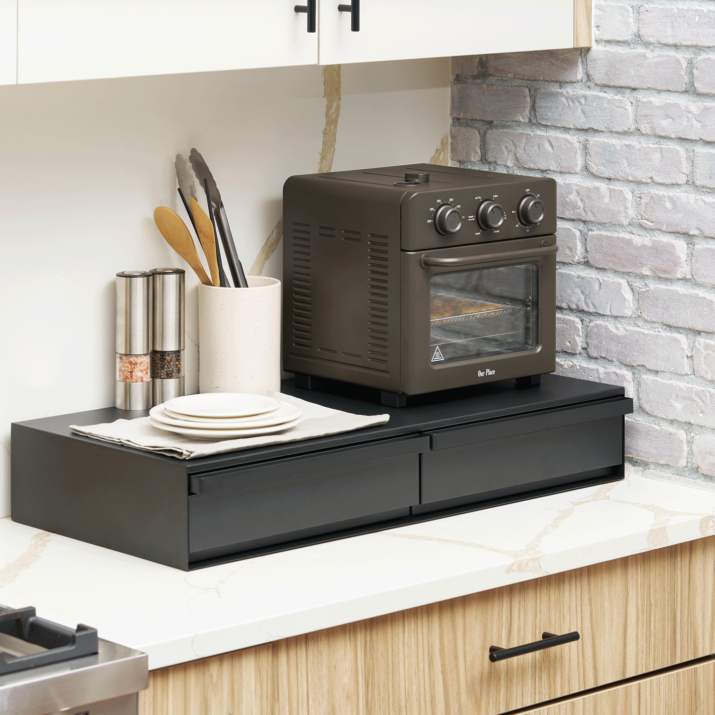 Yamazaki Home Wide Countertop Drawer with Pull-Out Shelf
