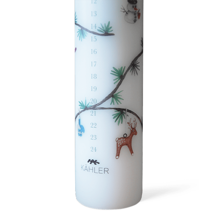 Kähler Hammershøi Christmas Advent Candle, White with Decorations, H: 9.8"