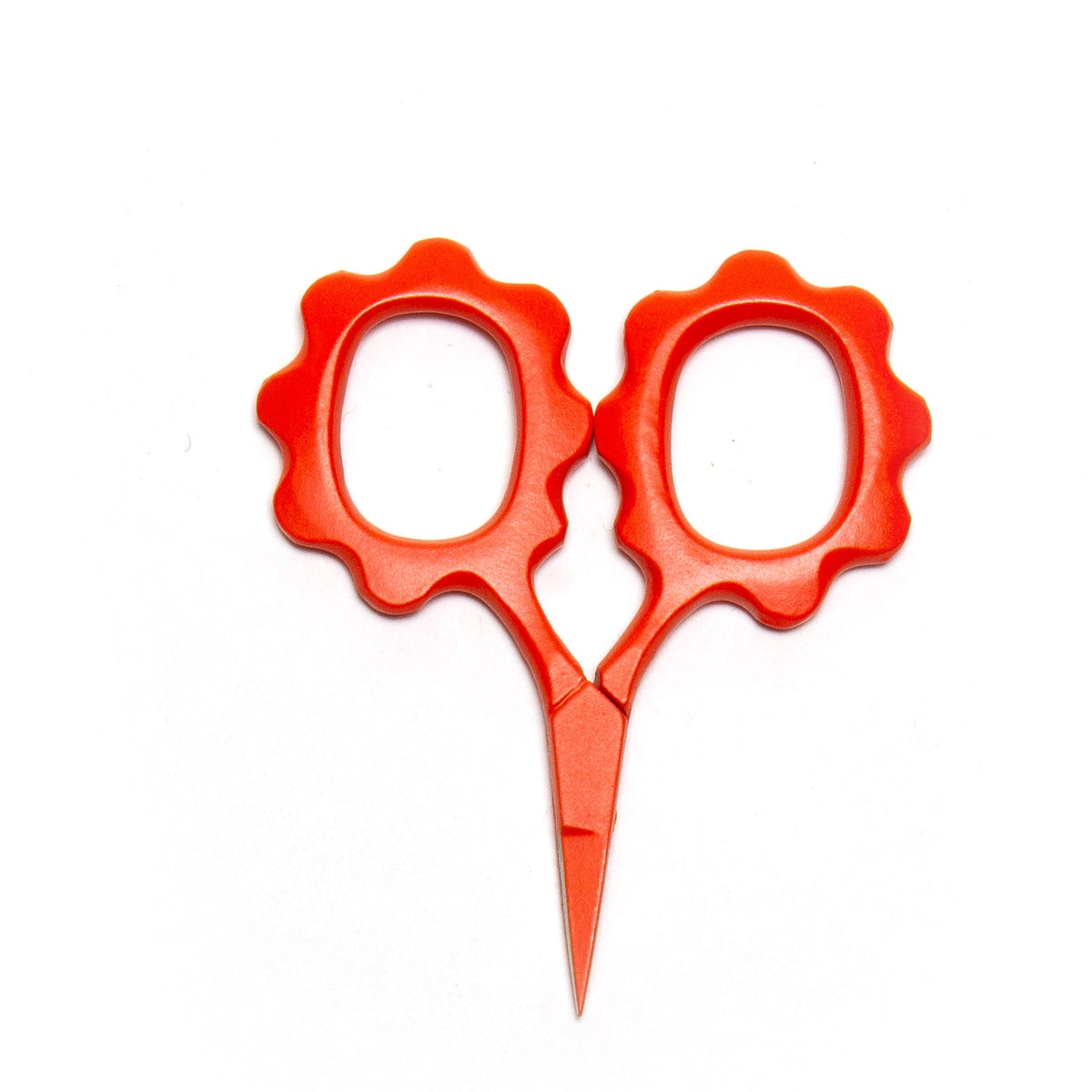 DEGEN Swerve Mini Scissors in Poppy with red-orange scalloped handles | Poppy