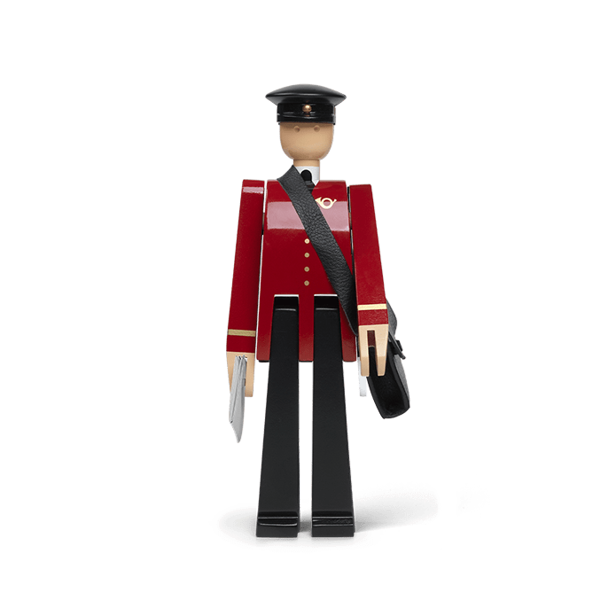 Kay Bojesen Postman, Black/Red, H: 7.9"