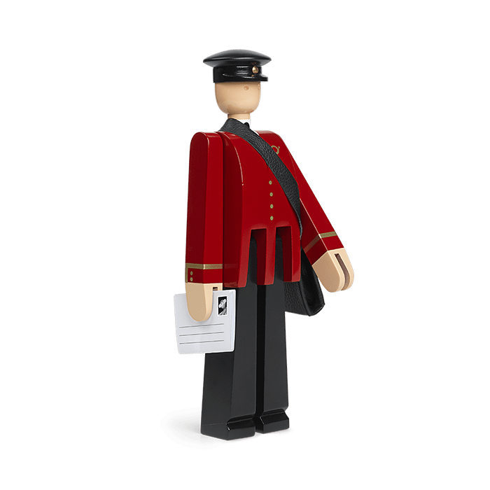 Kay Bojesen Postman, Black/Red, H: 7.9"