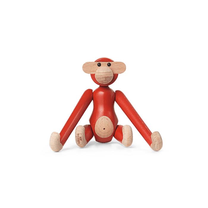 Kay Bojesen Vintage Monkey, Mini, Red, H: 3.7"