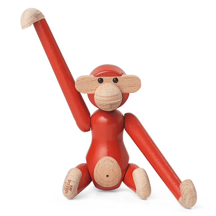 Kay Bojesen Vintage Monkey, Mini, Red, H: 3.7"