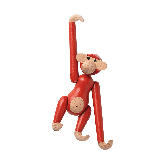 Kay Bojesen Vintage Monkey, Mini, Red, H: 3.7"