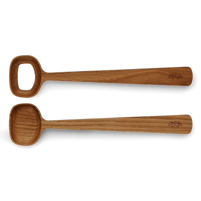 Kähler Hammershøi Salad Serving Set, Oak, D: 10.6"