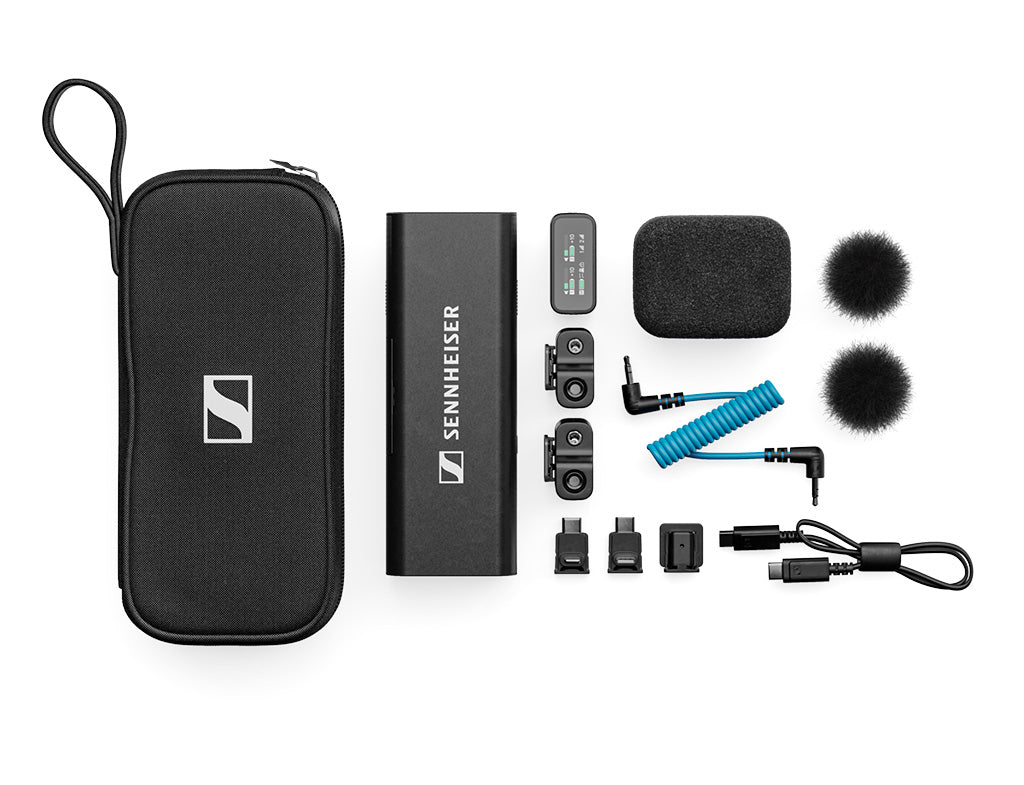 Sennheiser Profile Wireless system with carrying case, charging bar, receiver, transmitters, windshields, adapters and cables
